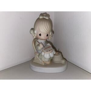 Precious Moments Figurine E3106 "Mother Sew Dear" 1979 Enesco Porcelain Figure